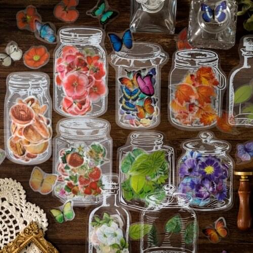 35PCS/Pack World in Bottle Decorative PET Floral Stickers For Scrapbooking Cell Cover Diary Student Stationery Cups Album Gift