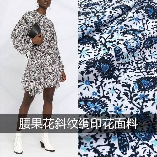 2021 European and American Brand New Cashew Flower Twill Women 's Clothing Advanced Custom Printed Fabric