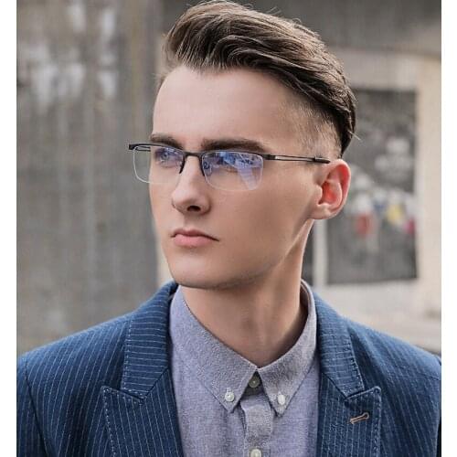 New blue light goggles metal half frame business glasses 5916 fashion small frame flat glasses