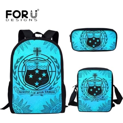 FORUDESIGNS New Fashion Backpack Blue Tribal Pattern Print School Bags for Primary Student Waterproof Schoolbag 3Pcs Set Mochila