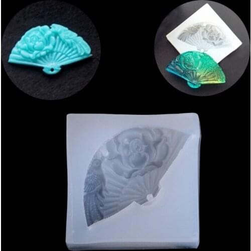Transparent Silicone Pendant Mould Resin Hand Fan DIY Jewelry Making Tool Fondant Cake