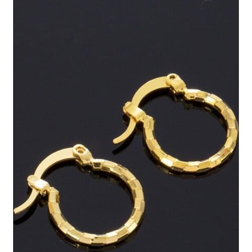 Gold Color Earring Ethiopian African Jewelry Round Spring Earrings for Women Girls Kiribati Jewelry Gifts