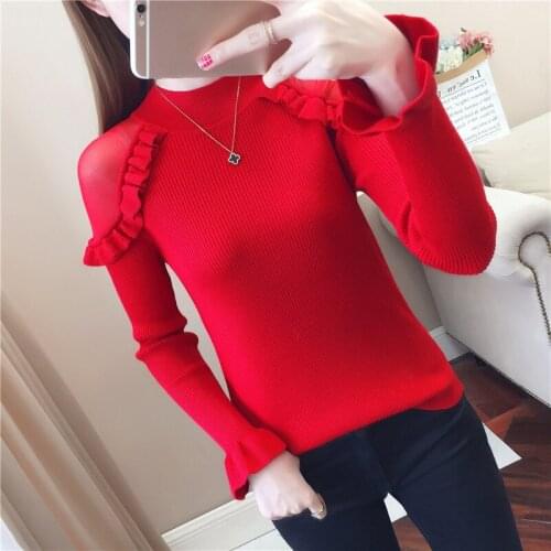 Spring Autumn Half Turtleneck Mesh Hollow Knitted Sweater Women Long Sleeve Slim Short Tops Lace Bottoming Sweaters Female G1323