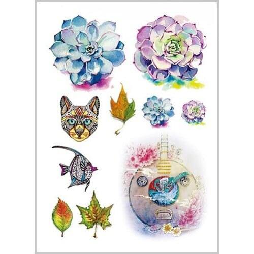 Waterproof Temporary Tattoo Sticker flowers fish leaf colorful tatto stickers flash tatoo fake tattoos for women girl