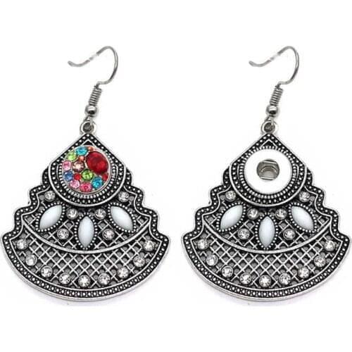 High quality 025 Rhinestones Leaves Fit 12mm Snap Button Earring For Women Charms White K Plated Design Snaps Earrings Jewelry