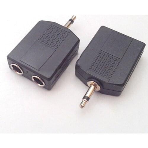 100pcs Jack 3.5mm Audio Connector Mono Turn Double 6.35mm Female Adapter 3.5mm Plug Male to 6.5KK Two Female Connector