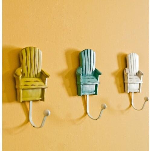 3pcs/lot Heavy Duty Wall Hook Lovely Chair Shape Iron Coat&Hat Hanger Hand-painted Resin Hook High Quality Key Hanger