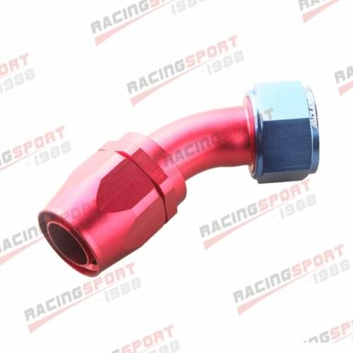 45 Degree 20AN AN-20 Swivel Fuel Oil Hose Fitting Adaptor Aluminum Red/ Blue
