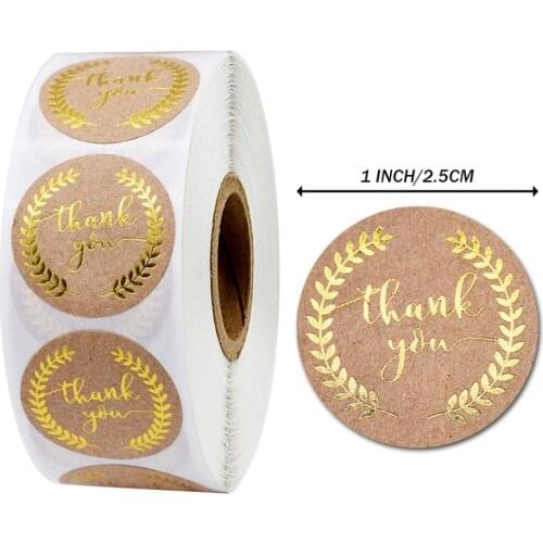 500pcs/roll Round Kraft Paper Thank You Stickers Handmade Package business Envelope Seal Label Scrapbooking Stationery supplies