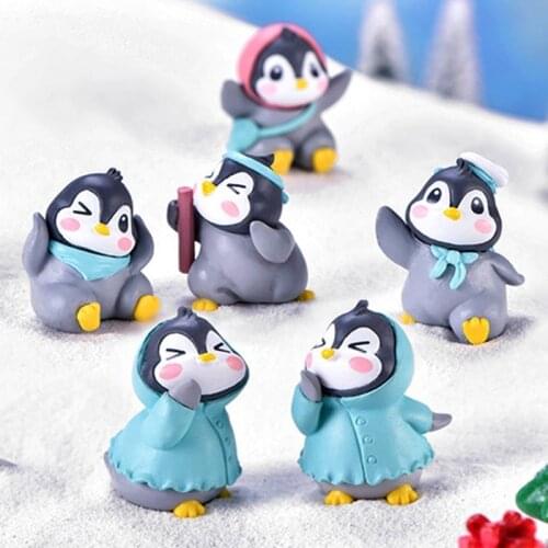 6 Pieces/Set Funny Craft Figurine Miniature Penguin Plant Pot Garden Ornament Garden Home Accessories