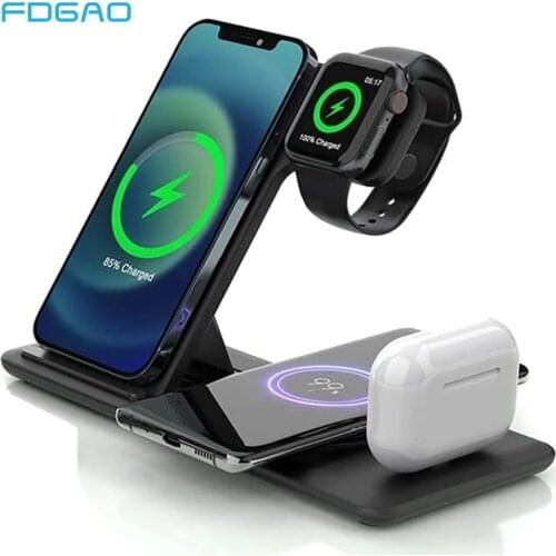 Wireless Charger 4 in 1 Qi 25W Fast Charging Station Dock For Apple iWatch 6 5 Airpods Pro iPhone 12 11 XS XR X 8 Foldable Stand