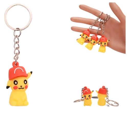 Pokemon Pikachu Keychain Pendant Toy Character Model Anime Men and Women Schoolbag Pendant Doll Car Keychain Party Gift