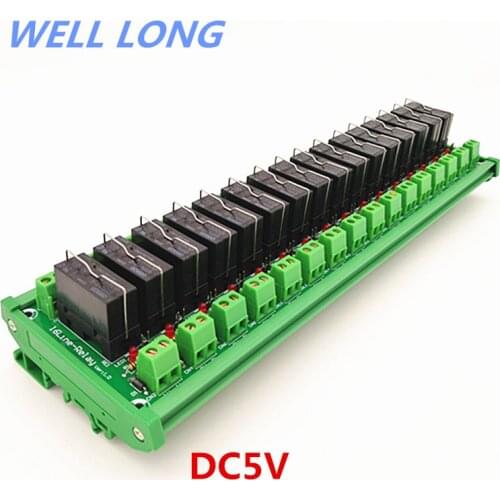 DIN Rail Mount 16 Channel SPDT 16A Power Relay Interface Module,OMRON G5RL-1-E 5VDC Relay