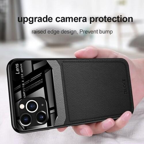 For iPhone 11 Pro Max Case Silicone Shockproof Bumper PU Leather Plexiglass Back Cover For iPhone 6 6s 7 8 plus X XR XS MAX Case
