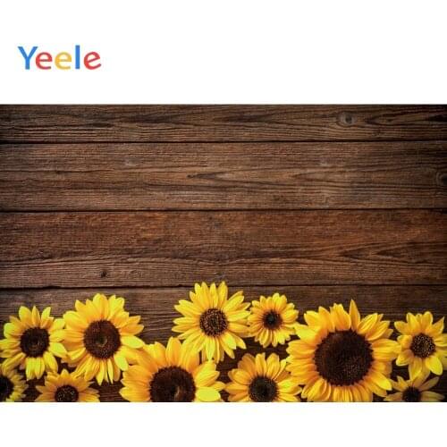 Yeele Wooden Board Sunflowers Planks Portrait Pet Doll Photography Background Photographic Customized Backdrops for Photo Studio