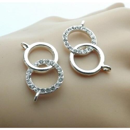 Jnoure Crystal Douboe Circle Charm Connectors For Jewelry Making Bracelet Findings DIY Accessories