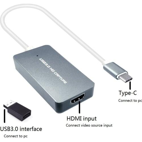 UVC HDMI to USB3.0 type-c video capture card, convert HDMI set-top-box dvd Monitor to USB3.0 computer Andriod phone, 1080P60FPS