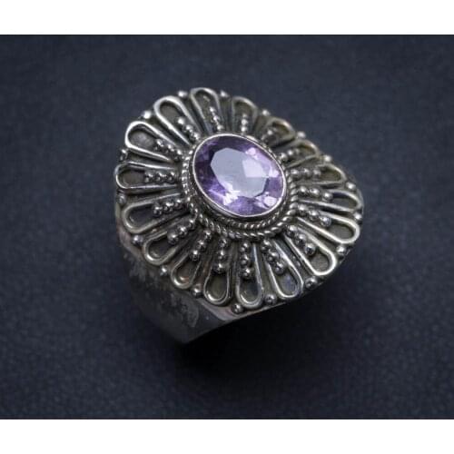 Natural Amethyst Handmade Unique 925 Sterling Silver Ring, US Size 9 S2183