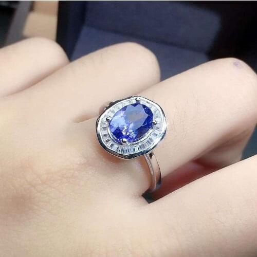 Natural And Real Tanzanite luxury ring ring Free shipping gemstone 925 sterling silver Fine jewelry