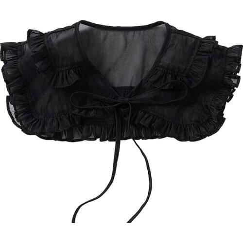 Linbaiway Women Cotton Fake Collar Adult Detachable Shirt Lace False Collar Blouse Top Women Clothes Decor Clothes Accessories