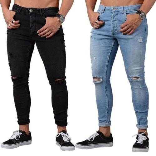 Fashion Mens Jeans 2018 New Cool Mens Super Stretch Skinny Slim Fit Pencil Jeans Stretchy Denim Biker Style Outwear