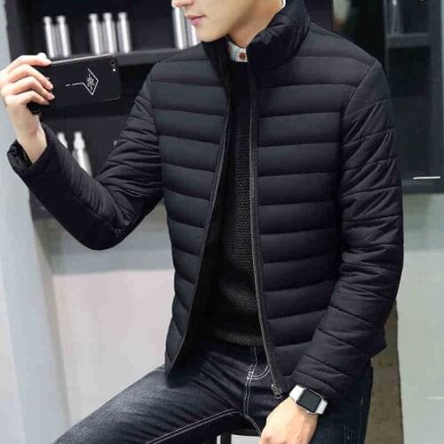 YuWaiJiaRen Winter Mens Jackets Stand Collar Solid Zipper Cotton Thick Warm Long Sleeve Fashion Youth Male Clothing
