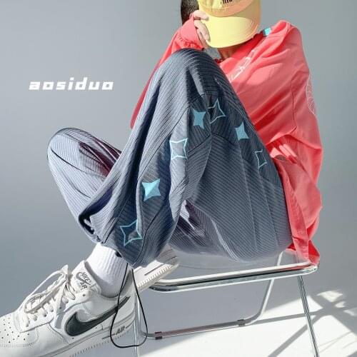 2021 Korean Man Pants Men Fashion Harajuku Baggy Pants Man Sports Trousers Contrast Color Mens Pants Streetwear Mens Clothing