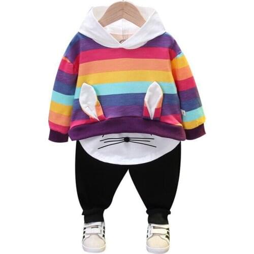 Spring Autumn Children for Boy Girl Suit Clothes 2021 New Cartoon Hooded Pullover Top Long Pant/2Pcs Kids Baby Set for Boy 1-6y
