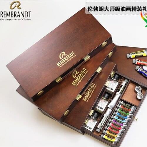Talens Rembrandt Oil Paints Artist 10/12/41 Color Gift wooden Box Set, 120th Anniversary Limited Edition Master Oil Paints