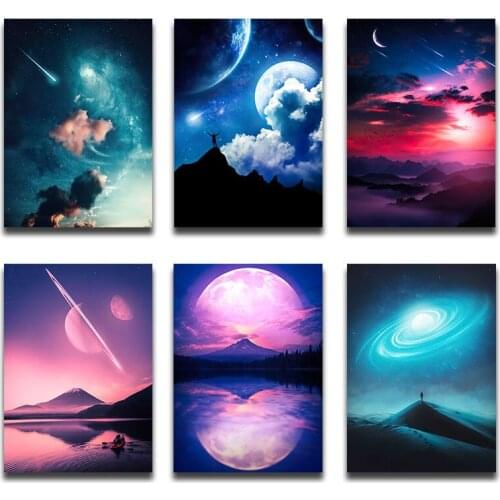 Stary Night Moonlight Posters and Prints Home Decorative Pictures Modern Wall Art Canvas Paintings Home Decor Cuadors Unframed