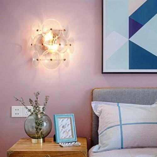 Art Flower Clear Glass LED Wall Lamp Nordic Style Personality Aisle Bedside Restaurant Background Wall Decor Sconce Lighting
