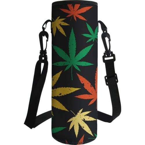 Neoprene Pouch Holder Sleeve Cover Maple Leaf Print Sports Water Bottle Case Insulated Bag Carrier for 500-1000ML Mug Bottle Cup