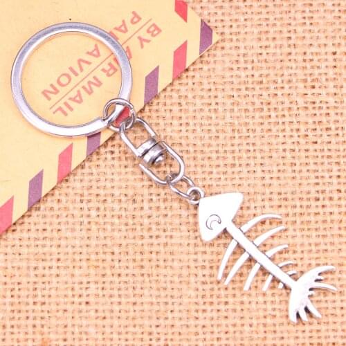 New Fashion Keychain 42*21 mm fish bone Pendants DIY Men Jewelry Car Key Chain Ring Holder Souvenir For Gift