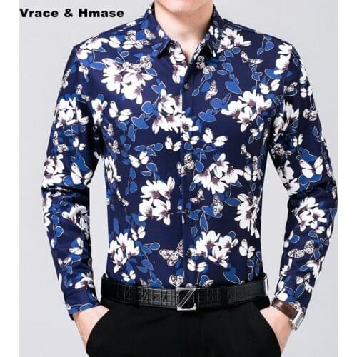 Autumn&Winter 2017 plus velvet thick mercerized cotton high-quality men shirt Bussiness casual printing long sleeve shirt M-XXXL