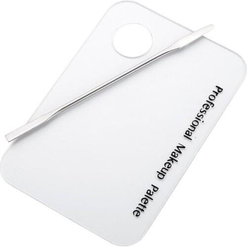 Makeup Palette Clear Acrylic Nail Stamping Plates Polish Gel Mixing Spatula Foundation Eyeshadow Stainless Steel Rod Manicure