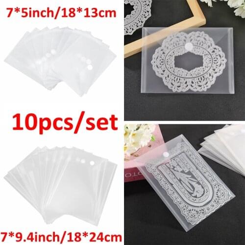 10pcs/set 15*13cm /18*24cm Transparent Plastic Folder Bags With Fastener For Storing Cutting Dies Stamps Embossing Template