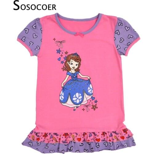 SOSOCOER Toddler Girls Dresses Summer Cartoon Princess Sofia Girl Dress Fashion Brand Sofia Kids Baby Clothes Outfits