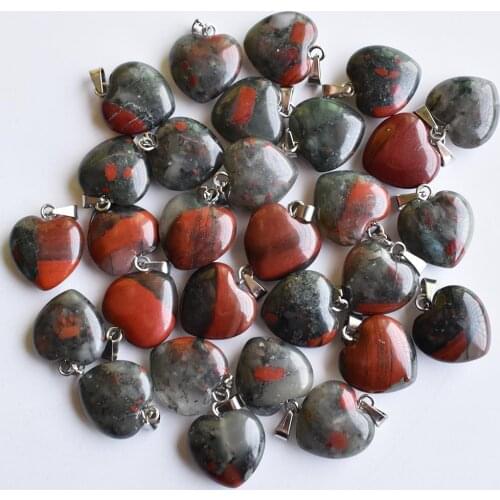 2020 fashion bestselling top quality natural Bloodstone charms love heart pendants for jewelry making 16mm 50pcs/lot Wholesale