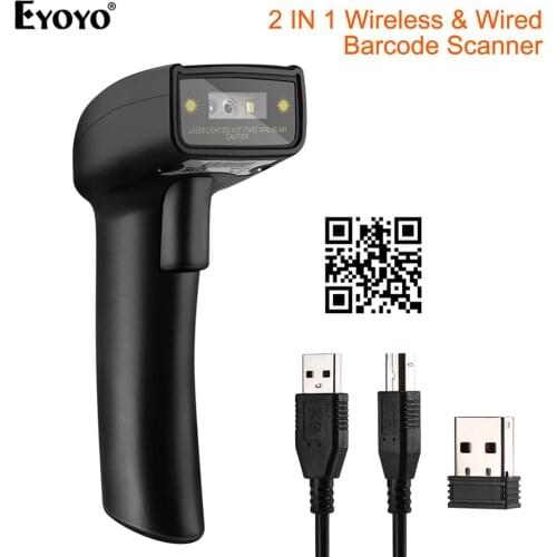 Eyoyo Scanner EY-006W 1D 2D QR Handheld Barcode Scanner 2-in-1Connection Prefix/Suffix Digits Barcode reader Bluetooth scanner