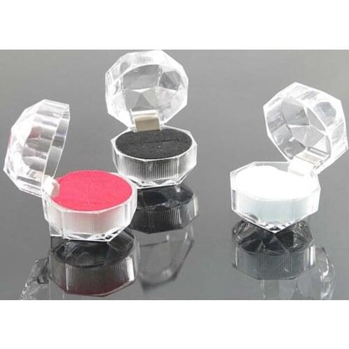 5Pcs/Set Jewelry Box Transparent Crystal Acrylic Rings Earring Box With Flannel Pad Wedding Packaging Dust Plug Jewelry Box