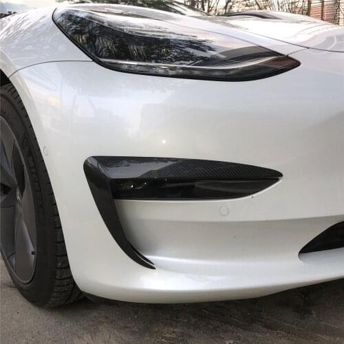 Dry Carbon Fiber Exterior Decoration Headlight Protection Cover for Tesla Model 3 2018-2019 2pcs Stylish Car Decals Accessories