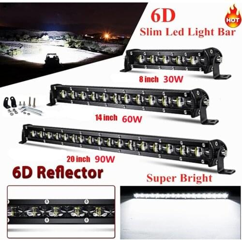 LIGHT 6D Slim Bright Led Light Bar Niva 12V 8" 14" 20" Inch Spot Flood Combo For SUV Lada Truck 4X4 Off Road LED Work Light Lamp