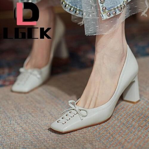 Women High Heels Office Female Shoes Classics Design Style Women Pumps The Square Head Slip on Casual Shoes Spring Autumn New