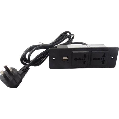 Extension Socket Dual USB 5V 2.1A 2AC Universal Socket Embedded Cabinet Furniture Desktop Wall Power Distributor Socket
