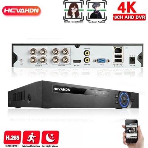 H.265 8CH Hybrid DVR NVR Recorder 4K Face Detection CCTV DVR AHD 8 Channel Alarm System 8MP XMEYE Video Surveillance Recorder