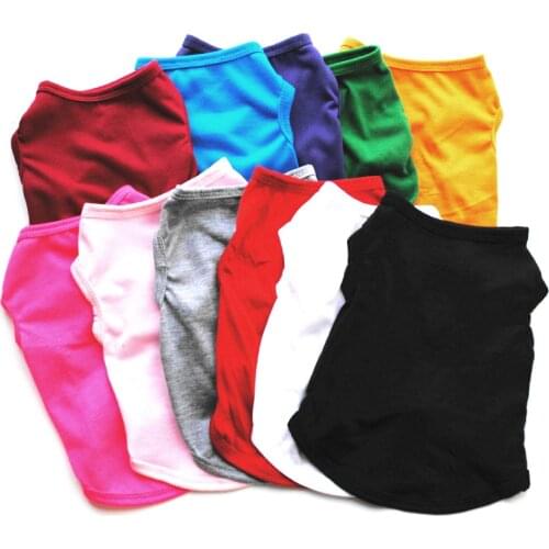 XS-XL Polyester Puppy Dog Clothes T-Shirt Good Price 13 Colors Blank Dog T-Shirt Summer Pet Apparels Plain Gray Small Dogs Cats