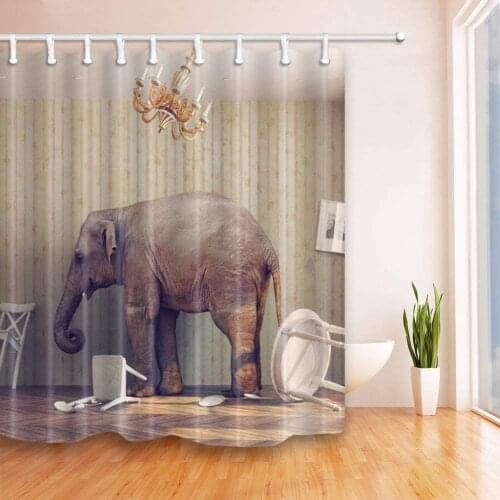 Funny Elephant Premium Bathroom Animal Pattern Bathroom Decoration Shower Curtain Private Shower Curtain Waterproof Polyester Fa