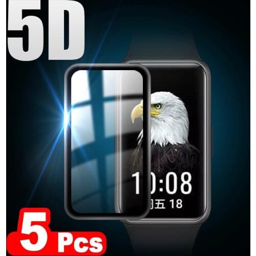 5D Soft Glass Protective Film For Huawei Band 6 / 6 Pro Curved Cover Screen Protector for Huawei Band Smart Watch Accessories