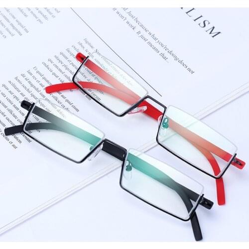 Female Fashion Half-framed Glasses Light Mental Frame Reading Glasses Foldable Presbyopic Glasses Unisex for Women Men Eyewear