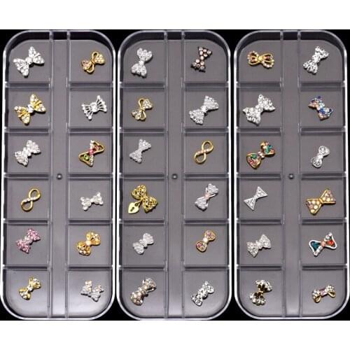 Gold Silver 3d Nail Art Decoration Metal Pearl Rhinestones Mix Color Designs Kawaii Charms Tip Decor Supplies TJ113